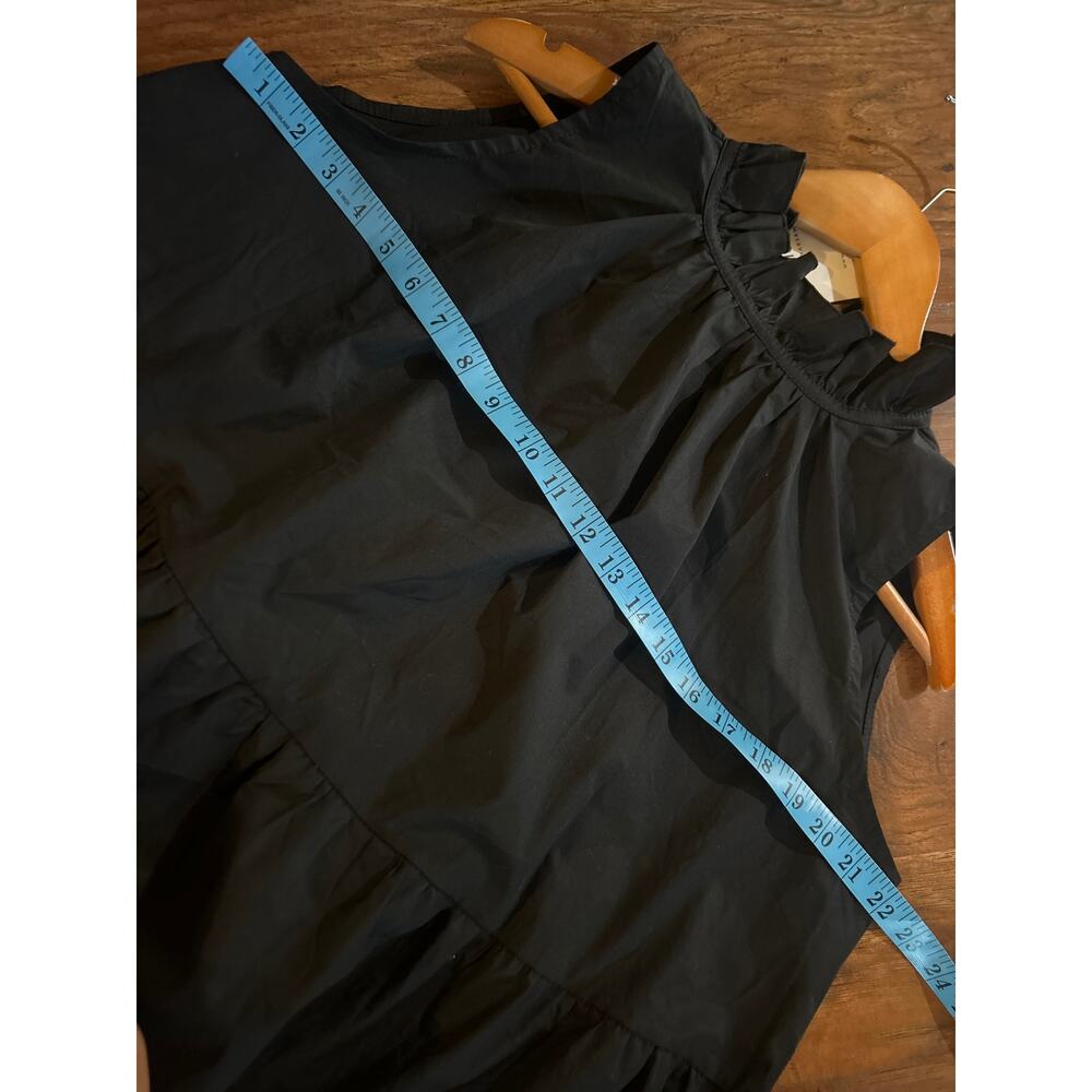MONICA NERA Tiered Dress FEMININE SUSTAINABLE FASH Cotton NWT Sz XL Black Poplin - Picture 8 of 9